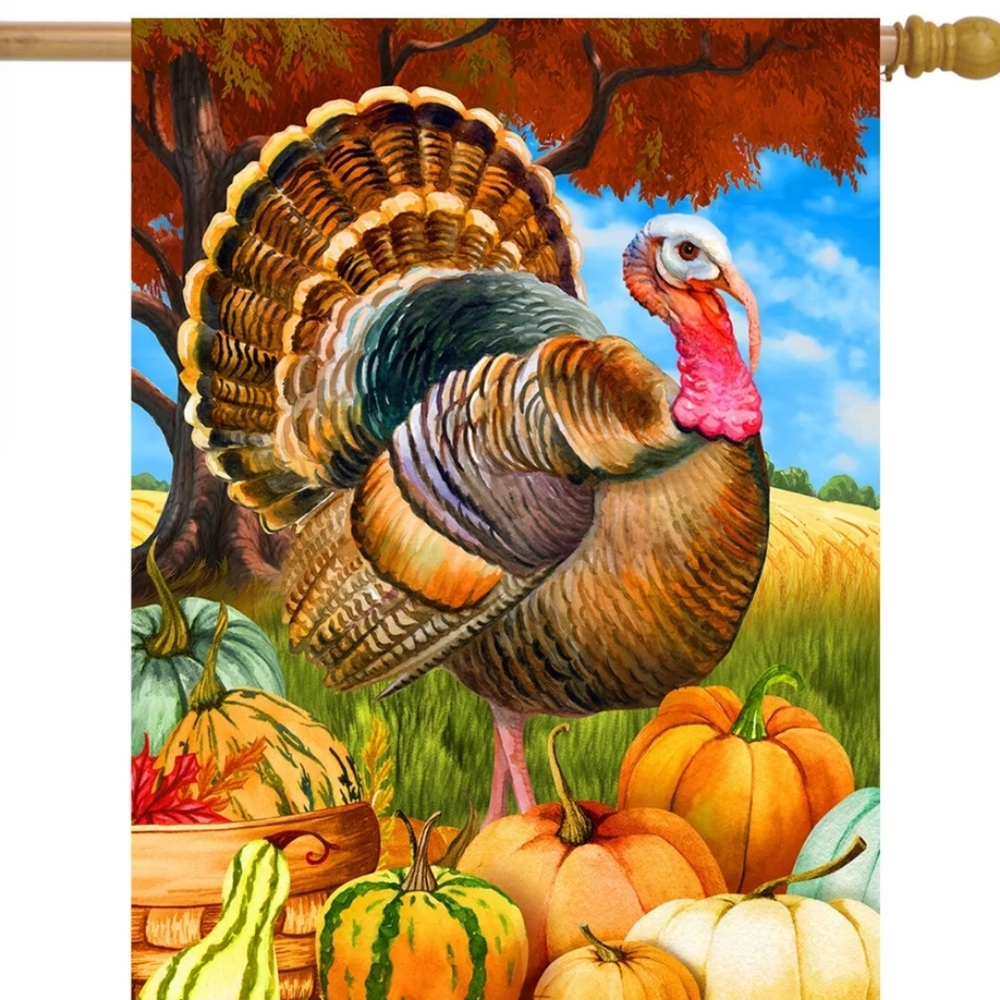 Autumn Harvest Turkey Wall Flag
